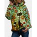 Cartoon Cat Print Long Sleeve Loose Casual Hoodie For Women