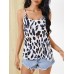 Casual White Leopard Print Backless Cross Sleeveless Sling Tank Top