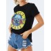 Floral Print Round Neck Short Sleeve Casual Brief T  shirts