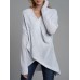 Irregular V Neck Cross Hollow Out Knit Long Sleeve Women Casual Sweaters